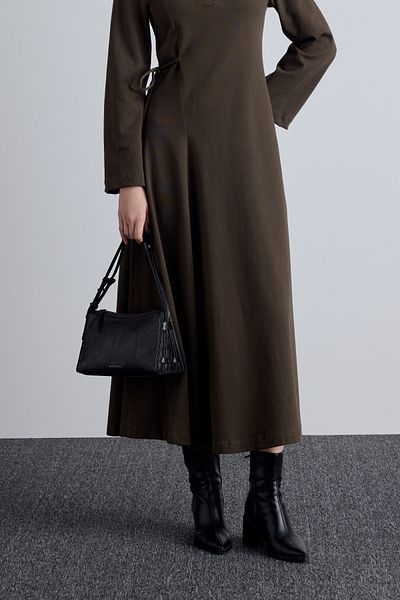 Manuka Schwarze Ledertasche - Prisma-Tasche