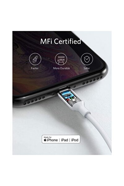 Anker كابل PowerLine III Lightning | شاحن بطول 3 أقدام | A8812H21-A | لون أبيض