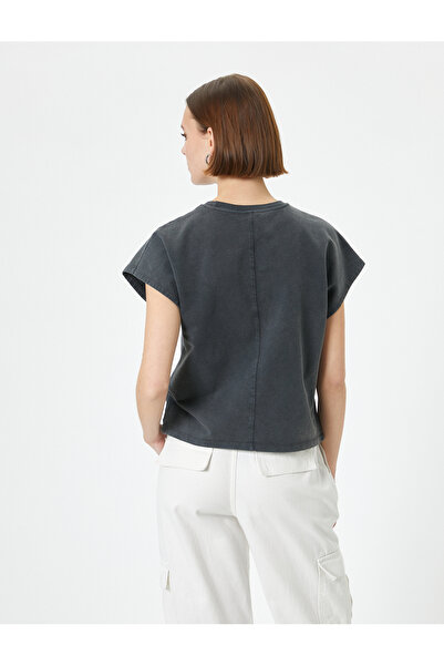 Koton Tričko s potiskem, krátký rukáv, výstřih, bavlna, standardní střih