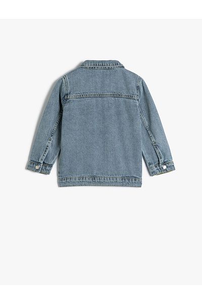 Koton Denim Jacket Long Sleeve Flap Front Pocket Cotton