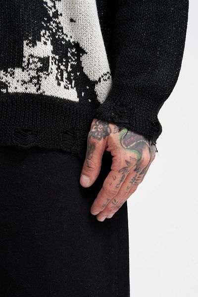 Machinist Men's Silhouette Pattern Sweater Black