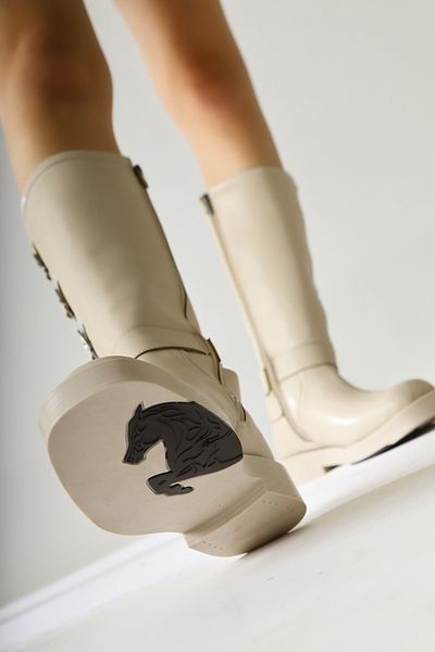 Limoya Γυναικείες μπότες Luella Beige με φερμουάρ με αξεσουάρ ζώνης
