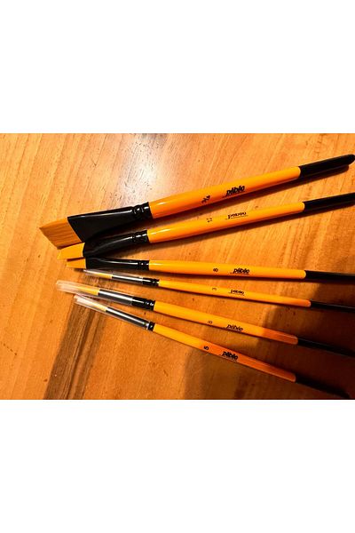 Pebeo Special Paint Brush Set of 6 - 1 Flat, Model 3/4-12-8