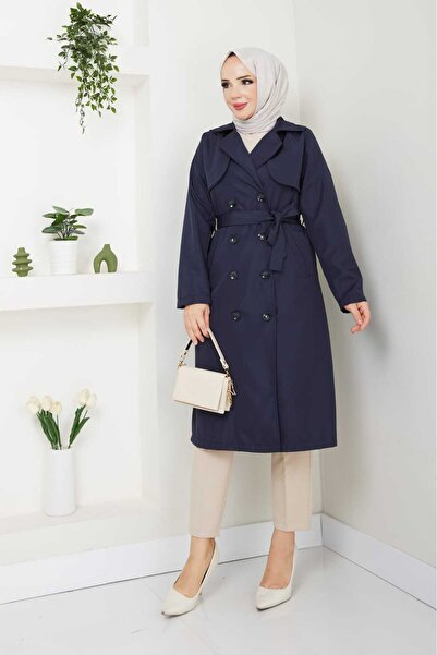 modapark.ist Γυναικεία καμπαρντίνα με ζώνη μέσης και τσέπες