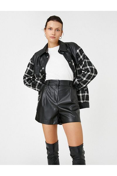 Koton Pantaloni scurți din piele artificială cu buzunare