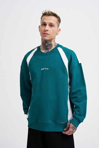 Machinist Ανδρικό φούτερ Born Again Petrol Green Ecru