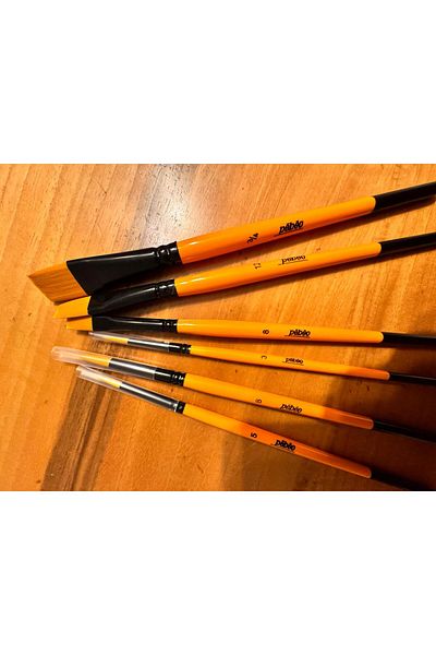 Pebeo Special Paint Brush Set of 6 - 1 Flat, Model 3/4-12-8
