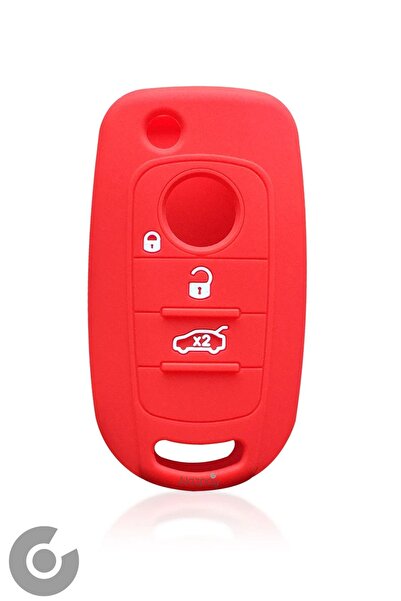 Alazpay Husă pentru chei din silicon FİAT EGEA 500X (roșu - 1 bucată)