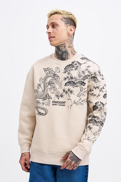 Machinist Ανδρικό φούτερ Dragon Printed - SOFT BEIGE