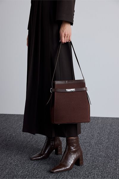 Manuka Baguette-Tasche aus braunem Canvas von Milo