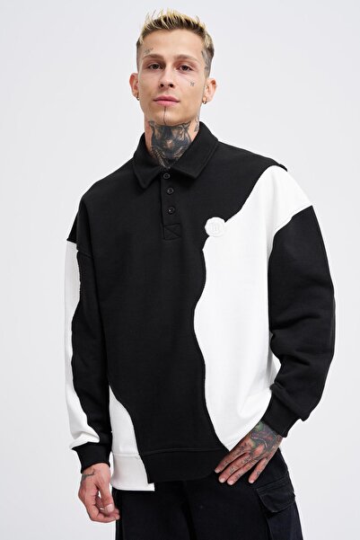 Machinist Чоловіча футболка з вишитим логотипом і вишивкою, чорно-бежева