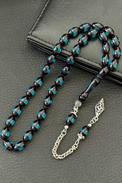 TESBİHKENTİ Özel Ahşap Kutulu Sürmeli Tasarım Toz Kehribar Tesbih