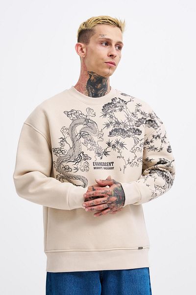Machinist Ανδρικό φούτερ Dragon Printed - SOFT BEIGE