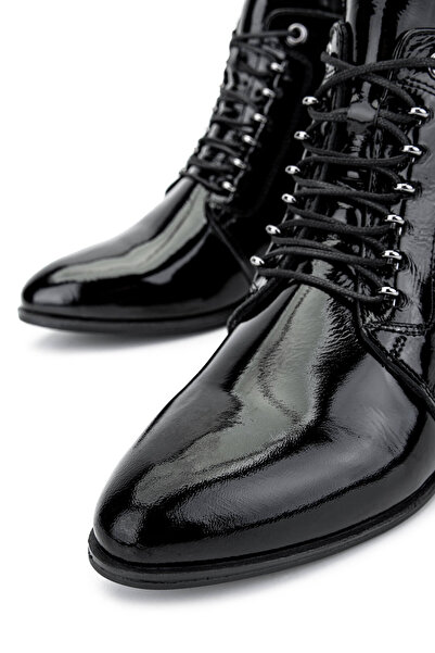 Tamer Tanca Kadın Hakiki Deri Siyah Rugan Casual Bot