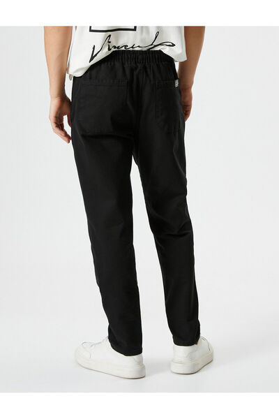 Koton Beli Bağcıklı Pantolon Dokuma Cep Detaylı 4SAM40002HW SİYAH