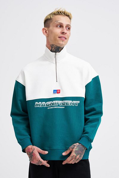 Machinist Ανδρικό φούτερ Yoke Detail Petrol Green Ecru