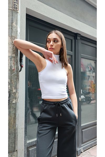 Owut Collection Γυναικείο φούτερ με άνετη φόρμα με φαρδύ πόδι με κρυφή τσέπη με φερμουάρ
