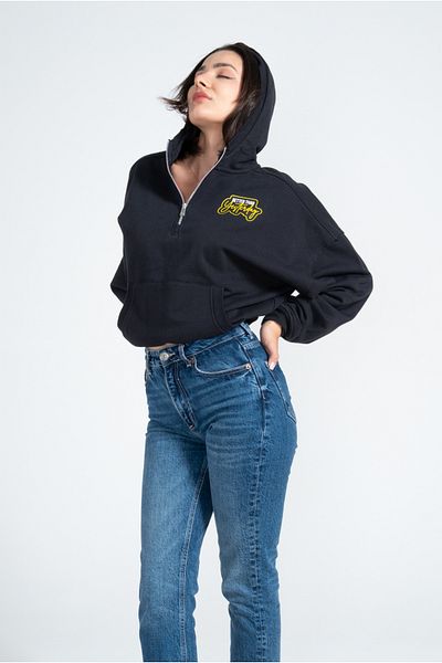 Kyron Women's Oversize Hooded Sweatshirt / Hoodie (Black - Navy - Pink - Cream)
