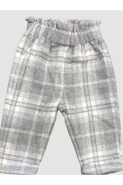 Çikoby Girl's Elastic Waist Plaid Trousers