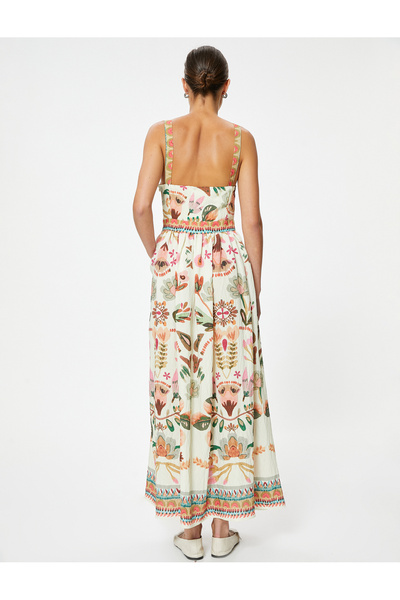 Koton Φόρεμα με λουλούδια με λουλούδια με φόδρα από βισκόζη με τετράγωνο λαιμό