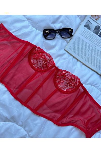 Lapova Underwire Patterned Lace Detail Bustier