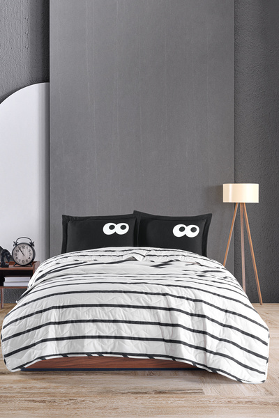 Eponj Home Kapitone Yatak Örtüsü Seti Çift Kişilik Funny Siyah