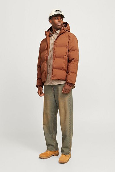 Jack & Jones Мъжко яке с качулка Jjpayne, ветроустойчиво, пухено, 12256887, цвят бисквита