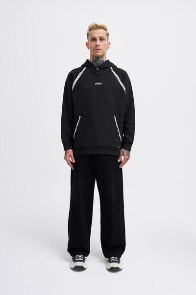 Machinist Чоловіча вишита худі з капюшоном чорного кольору