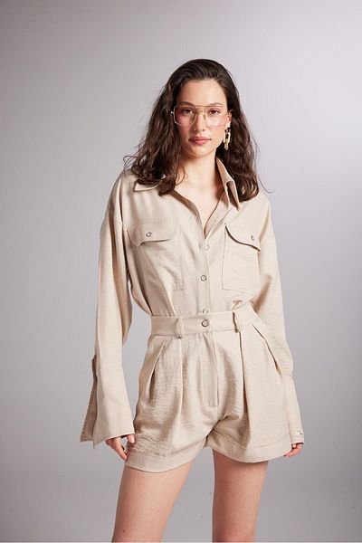 HOLLY LOLLY Oversize Cut Julia Shirt Beige