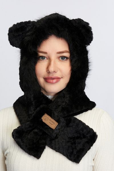 Aghilo Women's Eared Plush Hooded Beret / Scarf