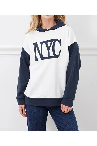 Tex Republic Γυναικεία φούτερ με κουκούλα Nyc με στάμπα με στάμπα με τρεις κλωστές