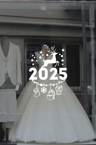 MIGNATIS ملصق غزال لطيف على نص 2025 - حزم هدايا بيضاء لتزيين عيد الميلاد