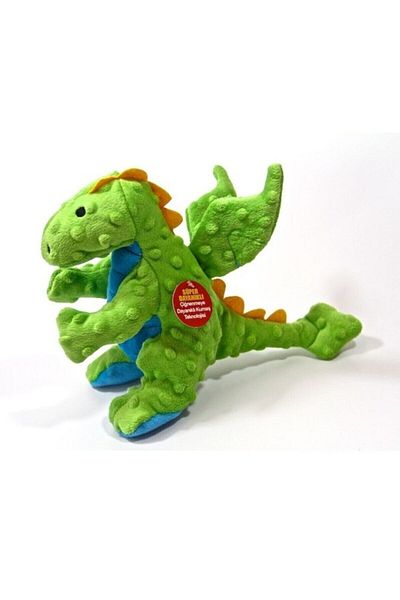 Vardem Bite Resistant, Sound Green Plush Dinosaur Dog Toy 35 Cm