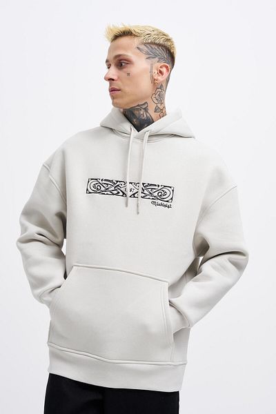 Machinist Ανδρική έθνικ στάμπα και απλικέ Space Grey Hoodie