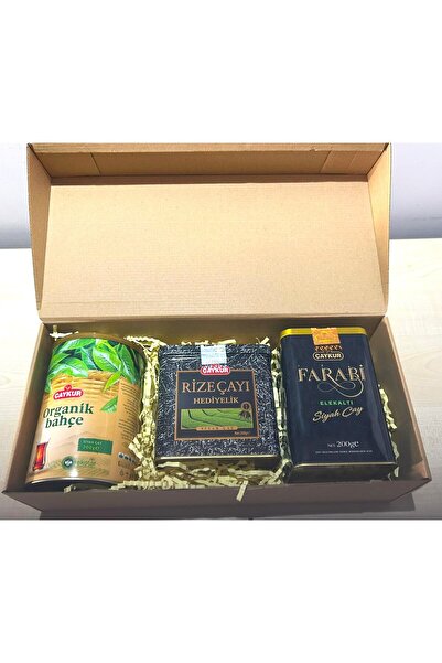 Çaykur 3'lü Teneke Kutu Çay Seti ( Organik Bahçe , Farabi , Rize Turist )