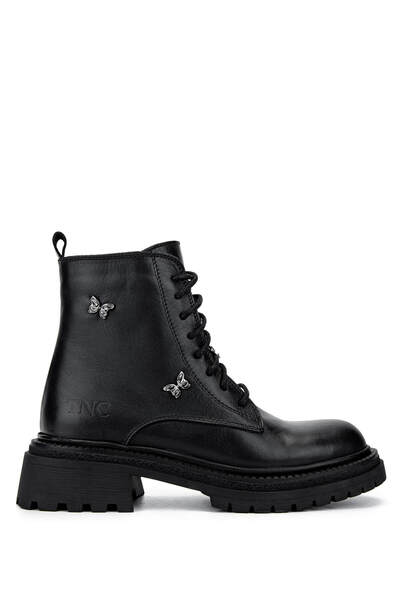 Tamer Tanca Women's Genuine Leather Black Leather Casual Boots