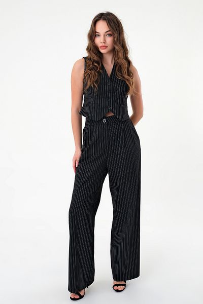 Hazel Black Striped Women's Vest and Trousers Set