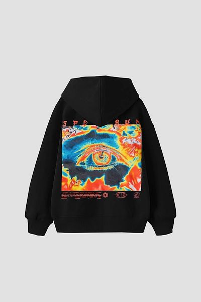 Sekizbiraltı Spectrum Back Printed Oversize Unisex Μαύρο κουκούλα