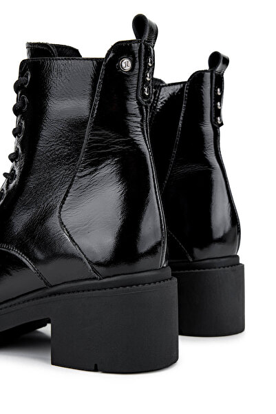 Tamer Tanca Kadın Hakiki Deri Siyah Rugan Casual Bot