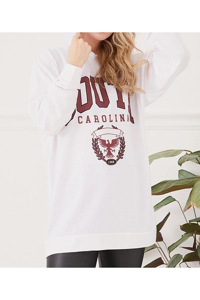 Tex Republic Women's Printed Hooded Printed Oversize Sweatshirt