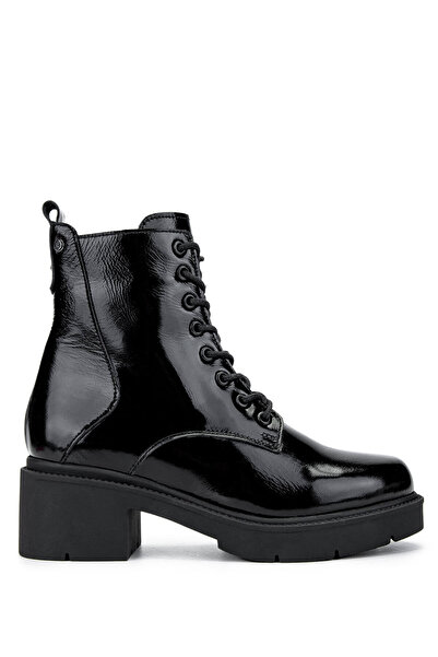 Tamer Tanca Kadın Hakiki Deri Siyah Rugan Casual Bot