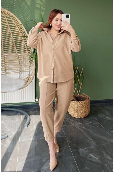 . Model Kaşe Şalvar Takım Süt Kahve