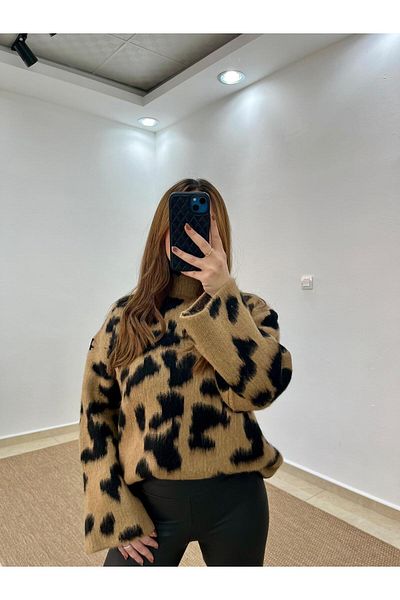prova Misska0360 Model Leopard Print Knitwear Sweater