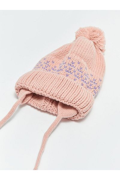 LC Waikiki Lcw Baby Pink Self Pattern Baby Girl Knitwear Beanie