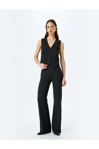 Koton Standard Waist Wide Leg Fabric Trousers