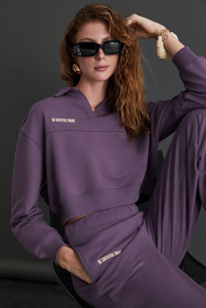 GRIMELANGE Rhyne Women's Jogger Elastic Leg Purple Sweatpants