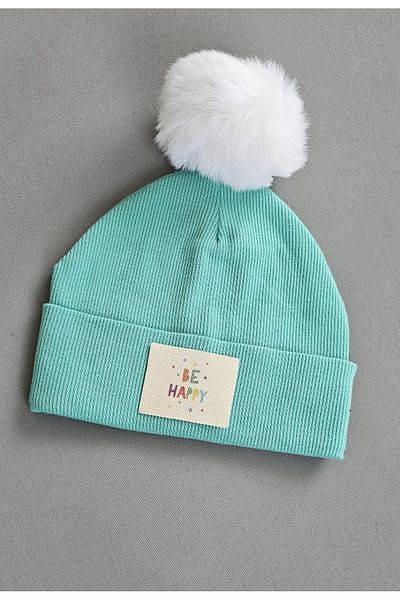 ALYA Stretchy Camisole Beanie with Baby Children's Sticker, Pompom Without Pompom