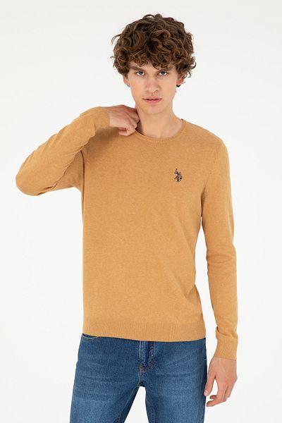 U.S. Polo Assn. Men's Camel Melange Basic Sweater 50293505 -Vr122