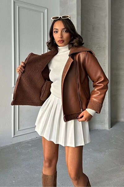 Ecenin Favorileri Taba içi Kürklü Suni Deri Mont