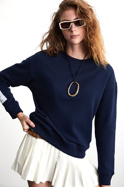GRIMELANGE DORKA Damen-Sweatshirt aus Bio-Baumwolle in Marineblau